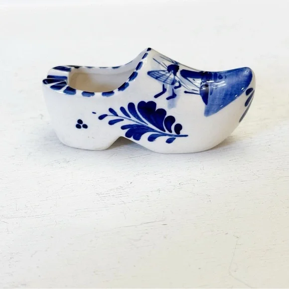 Vintage Delft Blue Small Clog Ashtray Hand Painted Holland Windmill - Picture 2 of 13
